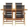 vidaXL Garden Dining Set 5 pcs Black Solid acacia wood and poly rattan