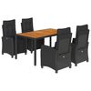 vidaXL 5 Piece Garden Dining Set with Cushions Black Poly Rattan