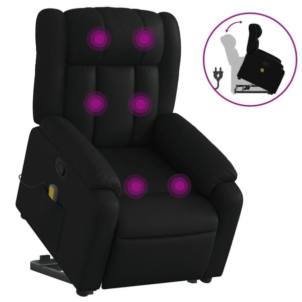 vidaXL Electric Massage Recliner Chair Black Faux Leather