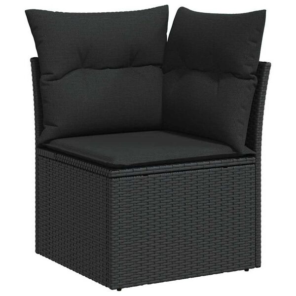 vidaXL Garden Sofa Set with Storage 5 pcs Black Poly Rattan