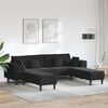 vidaXL Sofa with Cushion 3 pcs Black Velvet