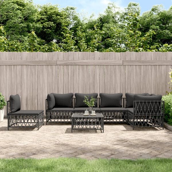 vidaXL 7 Piece Garden Lounge Set with Cushions Anthracite Steel