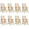 vidaXL Reclining Folding Chairs 8 pcs Beige Solid Wood Acacia