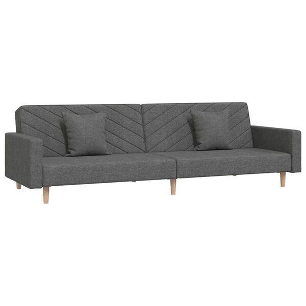 vidaXL 2-Seater Sofa Bed with Two Pillows Dark Grey Fabric