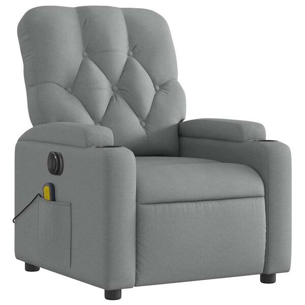 vidaXL Electric Massage Recliner Chair Light Grey Fabric