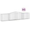 vidaXL Arched Gabion Baskets 5 pcs 400x50x80/100 cm Galvanised Iron