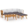 vidaXL 6 Piece Garden Lounge Set with Cushions Solid Acacia Wood