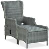 vidaXL Reclining Garden Chair with Footstool Poly Rattan Light Grey