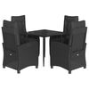 vidaXL 5 Piece Garden Dining Set with Cushions Black Poly Rattan
