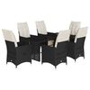vidaXL 7 Piece Garden Dining Set with Cushions Black Poly Rattan
