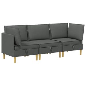 vidaXL Modular Sofa Set with Storage 3 pcs Dark Grey Fabric