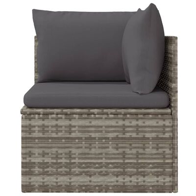 vidaXL Garden Corner Sofa with Cushion Grey 57x57x56 cm Poly Rattan