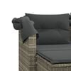 vidaXL Garden Sofa 2-Seater with Canopy and Stools Light Grey Poly Rattan