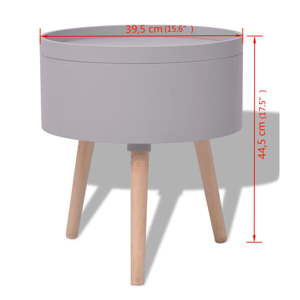 vidaXL Side Table with Serving Tray Round 39.5x44.5 cm Grey