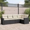 vidaXL 5 Piece Garden Sofa Set with Cushions Black Poly Rattan