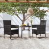 vidaXL 3 Piece Garden Dining Set Poly Rattan Black
