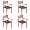 vidaXL Garden Chairs 4 pcs with Anthracite Cushions Solid Teak Wood