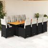 vidaXL 11 Piece Garden Bistro Set with Cushions Black Poly Rattan