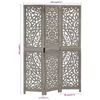 vidaXL Hand carved 3-Panel Room Divider Grey 120x165 cm Solid Mango Wood