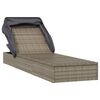 vidaXL Sunbed with Foldable Roof Grey 213x63x97 cm Poly Rattan