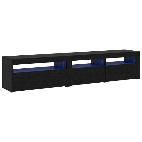 vidaXL TV Cabinet 2 pcs Black Oak 195 x 35 x 40 cm Engineered Wood