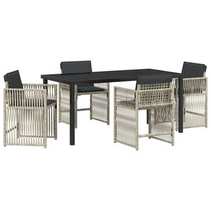 vidaXL Garden Dining Set 5 pcs Light Grey Powder-Coated Steel