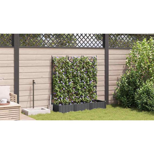 vidaXL Garden Planter 3 pcs Black 120 x 40 x 125.5 cm Steel