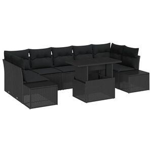 vidaXL Sofa Set 8 pcs Black Poly Rattan