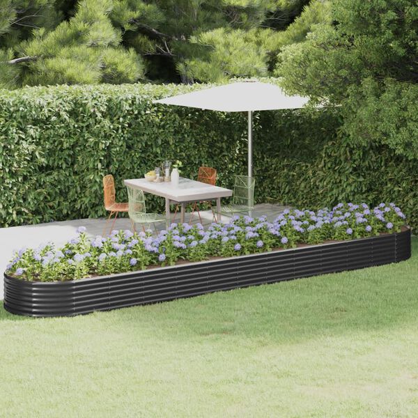 vidaXL Garden Raised Bed Galvanised Steel 507x100x36 cm Anthracite