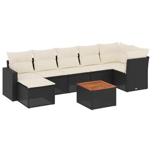 vidaXL 8 Piece Garden Sofa Set with Cushions Black Poly Rattan