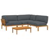 vidaXL Sofa Set with Cushion Plain 4 pcs Anthracite Solid Acacia Wood