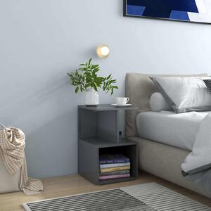 vidaXL Bedside Cabinet High Gloss Grey 35x35x55 cm Engineered Wood