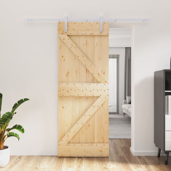 vidaXL Sliding Door with Hardware Set 80x210 cm Solid Wood Pine