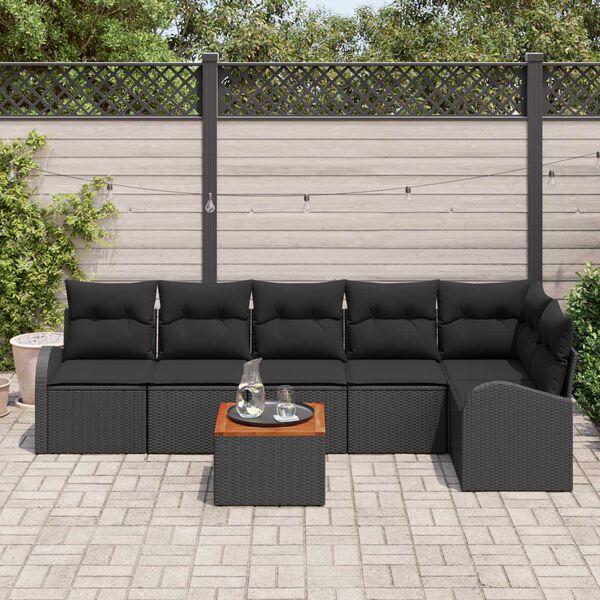 vidaXL Garden Sofa Set 7 pcs Black