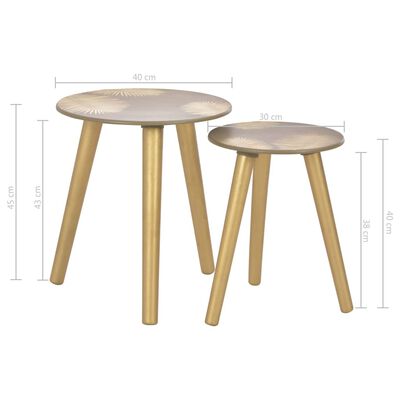 vidaXL Nesting Side Tables 2 pcs Gold 40x45 cm/30x40 cm MDF