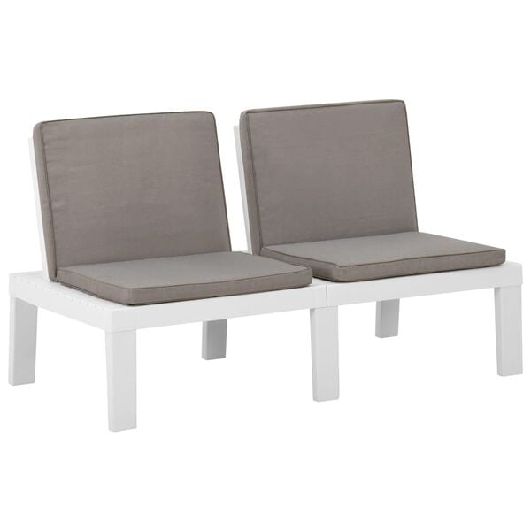 vidaXL 2 Piece Garden Lounge Set with Cushions Plastic White