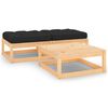 vidaXL 3 Piece Garden Lounge Set with Cushions Solid Wood Pine