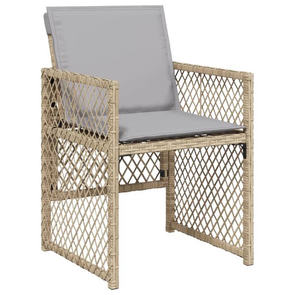 vidaXL 7 Piece Garden Dining Set with Cushions Beige Poly Rattan