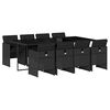 vidaXL 9 Piece Garden Dining Set with Cushions Black Poly Rattan