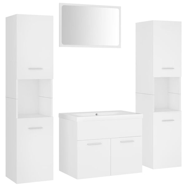 vidaXL Bathroom Furniture Set White Engineered Wood