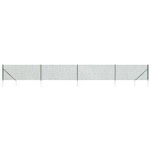 vidaXL Chain Link Fence with Spike Anchors Green 0.8x10 m
