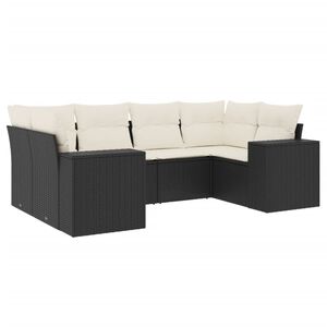 vidaXL 6 Piece Garden Sofa Set with Cushions Black Poly Rattan