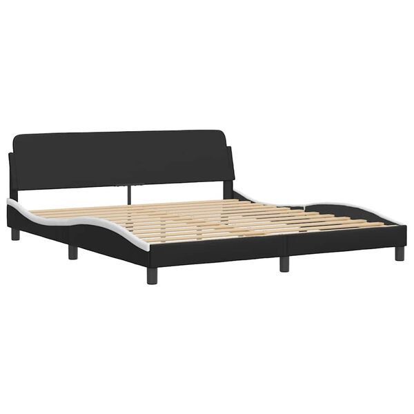 vidaXL Bed Frame "Dover" Black&White 180x200 cm King Faux Leather