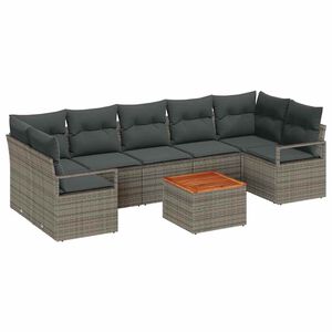 vidaXL Garden Sofa Set 8 pcs Grey Poly Rattan