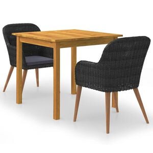 vidaXL 3 Piece Garden Dining Set Black