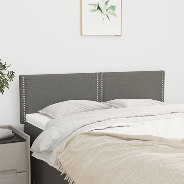 vidaXL Headboards Dark Grey 144x5x78/88 cm Fabric