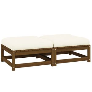 vidaXL Garden Footstools with Cushions 2 pcs Honey Brown Solid Pinewood