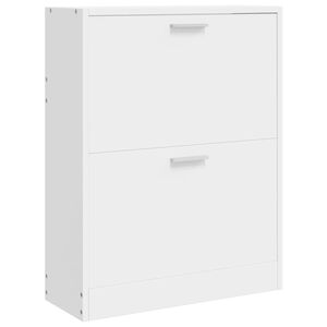vidaXL White Wooden Shoe Cabinet with 2 Compartments