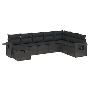 vidaXL 8 Piece Garden Sofa Set with Cushions Black Poly Rattan