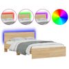 vidaXL Bed Frame with LED without Mattress Sonoma Oak 135x190 cm Double
